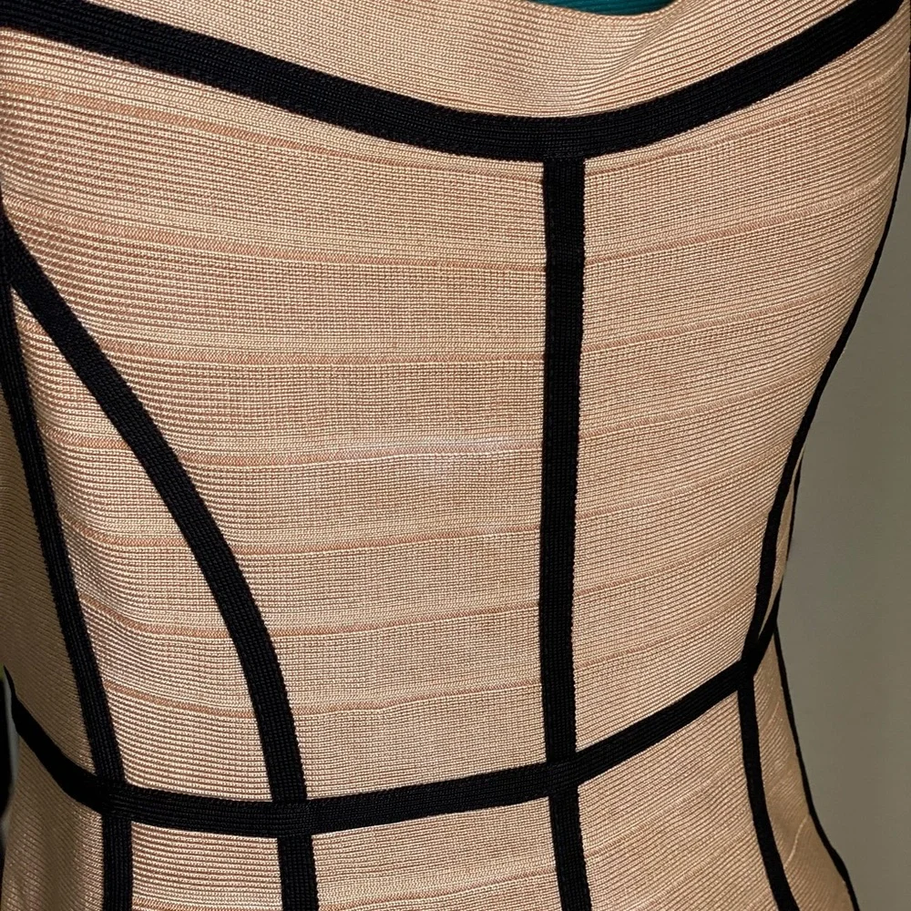 Herve Leger Tan and Black Maxi Bandage Dress Size M - Picture 5 of 7